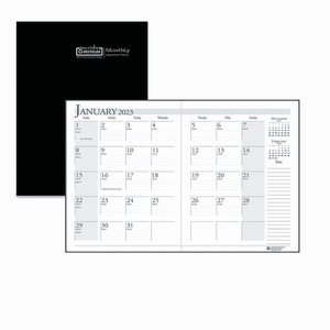 Recycled Ruled Planner with Stitched Leatherette Cover, 11 x 8.5, Black, 2023