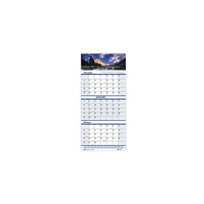 CALENDAR, WALL, Recycled, Scenic, Compact, Three-Month, 8" x 17", 2022-24