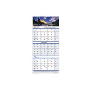 CALENDAR, WALL, Recycled, Scenic, Compact, Three-Month, 8" x 17", 2022-24