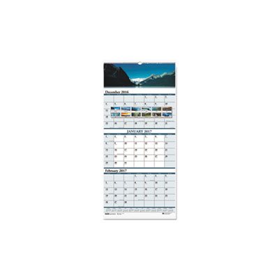 Recycled Scenic Landscapes Three-Month / Page Wall Calendar, 12.25 x 26, 2023