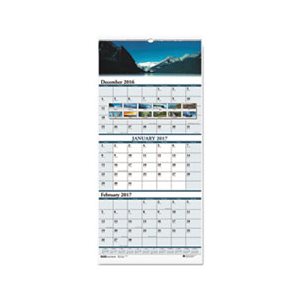 Recycled Scenic Landscapes Three-Month / Page Wall Calendar, 12.25 x 26, 2023