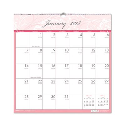 CALENDAR, WALL, Recycled, Breast Cancer Awareness, Monthly, 12" x 12", 2023