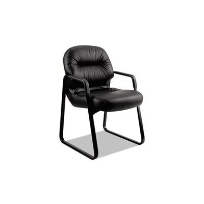 2090 Pillow-Soft Series Leather Guest Arm Chair, Black