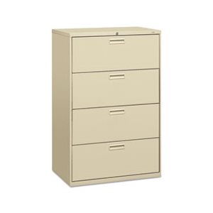 FILING CABINET, 500 Series, Four-Drawer, Lateral File, 36"w x 19.24"d x 53.25"h, Putty