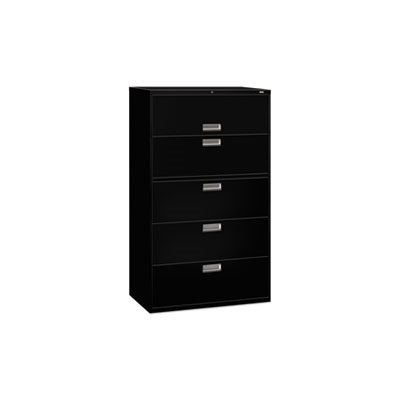 FILING CABINET, 600 Series, Five-Drawer, Lateral File, 42"w x 19.25"d, Black