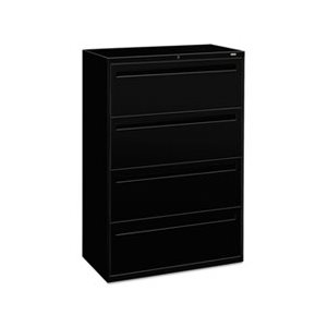 FILING CABINET, 700 Series, Four-Drawer, Lateral File, 36"w x 19.25"d, Black
