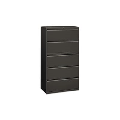 FILING CABINET, 800 Series, Five-Drawer, Lateral, Roll-Out / Posting Shelves, 36"w x 67"h, Charcoal