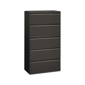 FILING CABINET, 800 Series, Five-Drawer, Lateral, Roll-Out / Posting Shelves, 36"w x 67"h, Charcoal