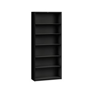 BOOKCASE, Metal, Six-Shelf, 34.5"w x 12.625"d x 81.125"h, Black