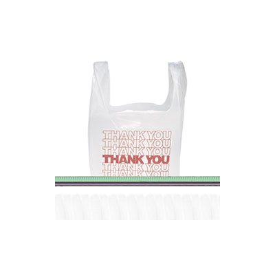 BAGS, "Thank You", Handled, 11.5" x 21", Polyethylene, White, 900 / Carton