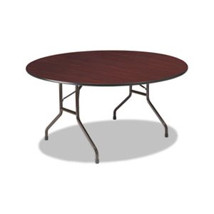 TABLE, FOLDING, Premium Wood Laminate, ROUND, 60"d x 29"h, Mahogany Top / Gray Base