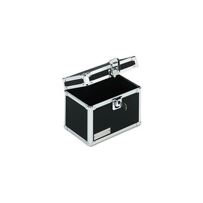 BOX, INDEX CARD FILE, Vaultz, Locking, w /  Flip Top, Holds 450 4" x 6" Cards, Black