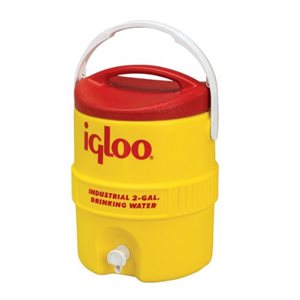 COOLER, WATER, IGLOO, POLYETHYLENE, YELLOW / RED, 2 GALLON