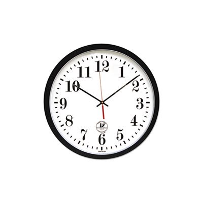 CLOCK, Atomic, Slimline, Contemporary, 16.5", Black