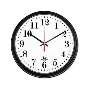 CLOCK, BLACK Quartz, Contract Clock, 13.75", Black