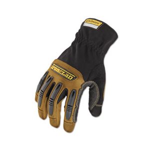 GLOVES, Ranchworx, Leather, Black / Tan, Medium, PAIR