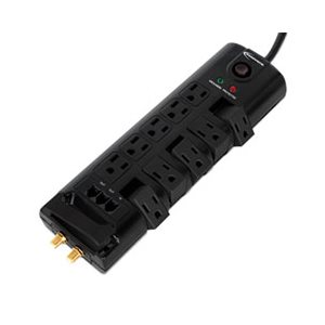 Surge Protector, 10 Outlets, 6' Cord, 2880 Joules, Black