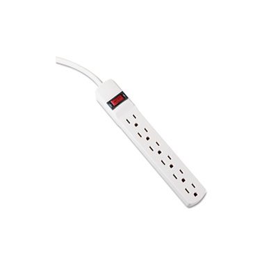 POWER STRIP, Six-Outlet, 15' Cord, 1.938" x 10.188" x 1.938", Ivory