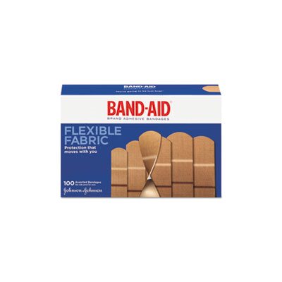 BANDAGES, ADHESIVE, BAND-AID, Flexible, Fabric, Assorted, 100 / Box