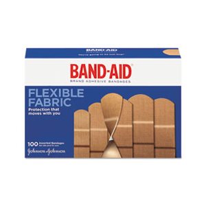 BANDAGES, ADHESIVE, BAND-AID, Flexible, Fabric, Assorted, 100 / Box