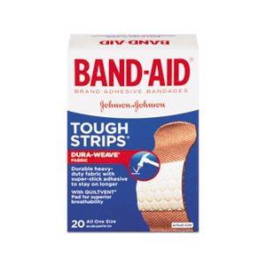 BANDAGES, BAND-AID, Flexible Fabric, Adhesive, Tough Strip, 1" x 3.25", 20 / Box