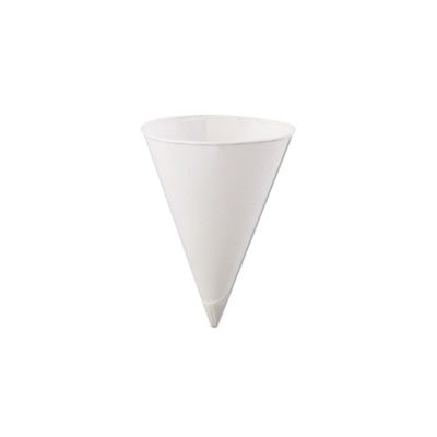 CUPS, PAPER CONE, Rolled-Rim, 4.5oz, White, 200 / Bag, 25 Bags / Carton