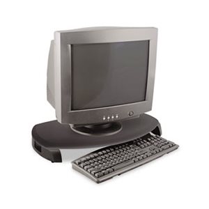 MONITOR STAND, CRT / LCD, w /  Keyboard Storage, 23" x 13.25" x 3", Black