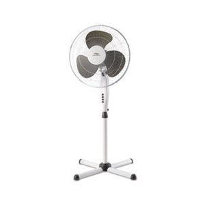 FAN, 16", Three-Speed, Oscillating, Pedestal, Metal / Plastic, White