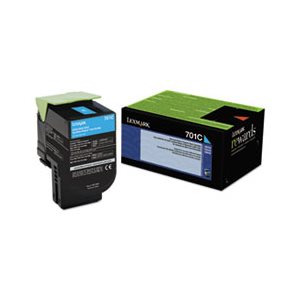 CARTRIDGE, TONER, LEXMARK, 70C10C0 (LEX-701C), 1000 Page-Yield, Cyan