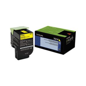 CARTRIDGE, TONER, LEXMARK, 70C10Y0 (LEX-701Y), 1000 Page-Yield,Yellow