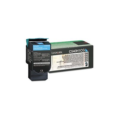 CARTRIDGE, TONER, LEXMARK, C540H1CG, High-Yield Toner, 2000 Page-Yield, Cyan