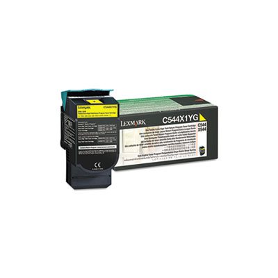 CARTRIDGE, TONER, LEXMARK, C544X1YG, Extra High-Yield, 4000 Page-Yield, Yellow