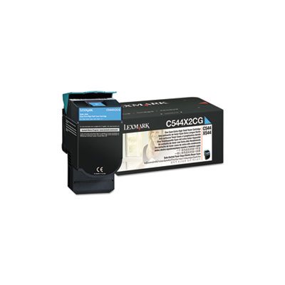 CARTRIDGE, TONER, LEXMARK, C544X2CG, Extra High-Yield, 4000 Page Yield, Cyan