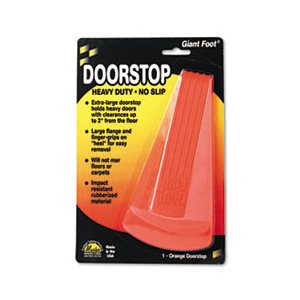 DOORSTOP, Giant Foot, No Slip, Rubber Wedge, 3.5"w x 6.75"d x 2"h, Safety Orange