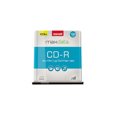 CD-R Discs, RECORDABLE, MAXELL, 700MB / 80min, 48x, Spindle, Silver, 100 / Pack