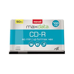 CD-R Discs, MAXELL, 700MB / 80min, 48x, Spindle, Silver, 50 / Pack