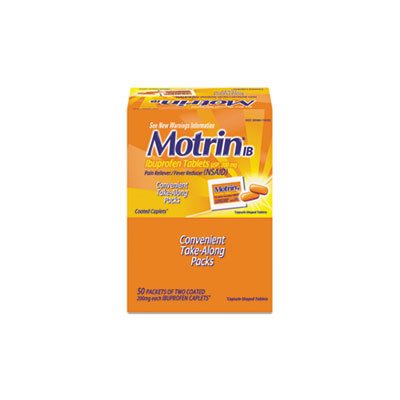 PAIN RELIEVER, Ibuprofen Tablets, MOTRIN IB, Two-Pack, 50 Packs / Box