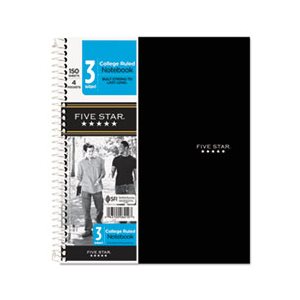 NOTEBOOK, Wirebound, 3-Subject, College Rule, 11" x 8.5", 150 Sheets, Assorted