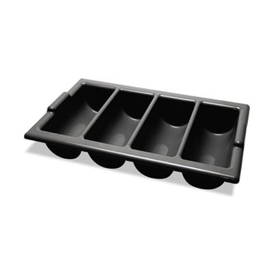 CUTLERY BIN, FOUR COMPARTMENT, 22" X 12" X 4", BLACK