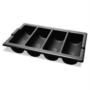 CUTLERY BIN, FOUR COMPARTMENT, 22" X 12" X 4", BLACK