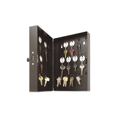 KEY CABINET, Hook-Style, 28-Key, Steel, Black, 7.75"w x  3.25"d x 11.5"h