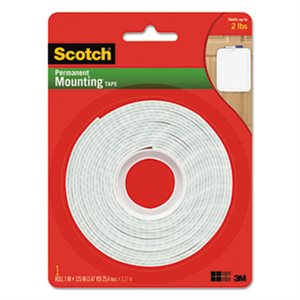 MOUNTING TAPE, FOAM, DOUBLE-SIDED, PERMANENT, HIGH-DENSITY, 1" x 125"