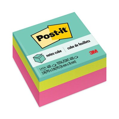 POST-IT NOTES CUBE, 3" x 3", ULTRA, Pink Wave, 390-Sheets