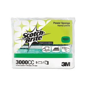 Power Sponges, ScotchBrite, Teal, 2.8" x 4.5", 5 / Pack