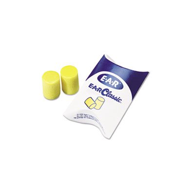 EARPLUGS, E·A·R, Classic, Pillow Paks, Uncorded, PVC Foam, Yellow, 200 Pairs