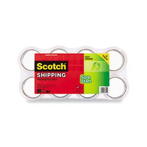 TAPE, PACKAGING, SCOTCH, Sure Start, 1.88" x 54.6yds, 3" Core, Clear, 8 / Pack