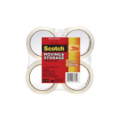 PACKAGING TAPE, SCOTCH, Moving & Storage, 1.88" x 54.6yds, 3" Core, Clear, 4 Rolls / Pack