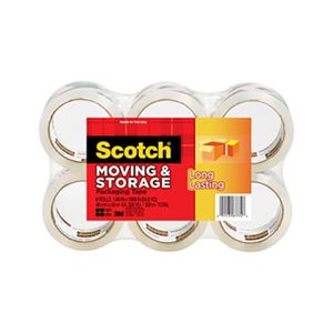 TAPE, PACKAGING, SCOTCH, Moving & Storage, 1.88" x 54.6yds, 3" Core, Clear, 6 Rolls / Pack