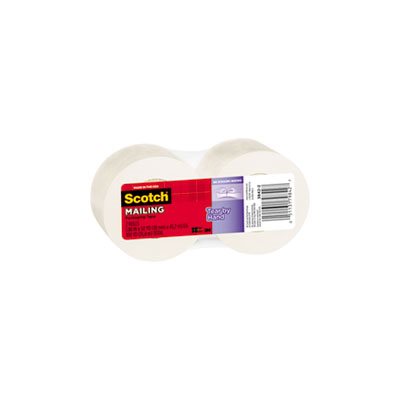 TAPE, PACKAGING, SCOTCH, Tear-By-Hand, 1.88" x 50yds, 1.5" Core, Clear, 2 / Pack