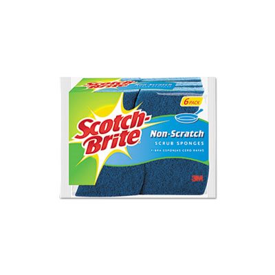 SCRUB SPONGE, Non-Scratch, Multi-Purpose, 4.4" x 2.6", Blue, 6 / Pack